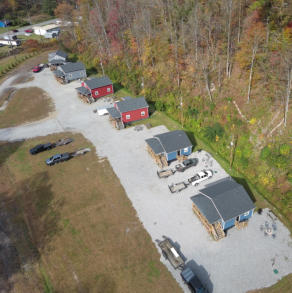 aerial view of Coal Camp Lodging serving the Hatfield McCoy Trail System